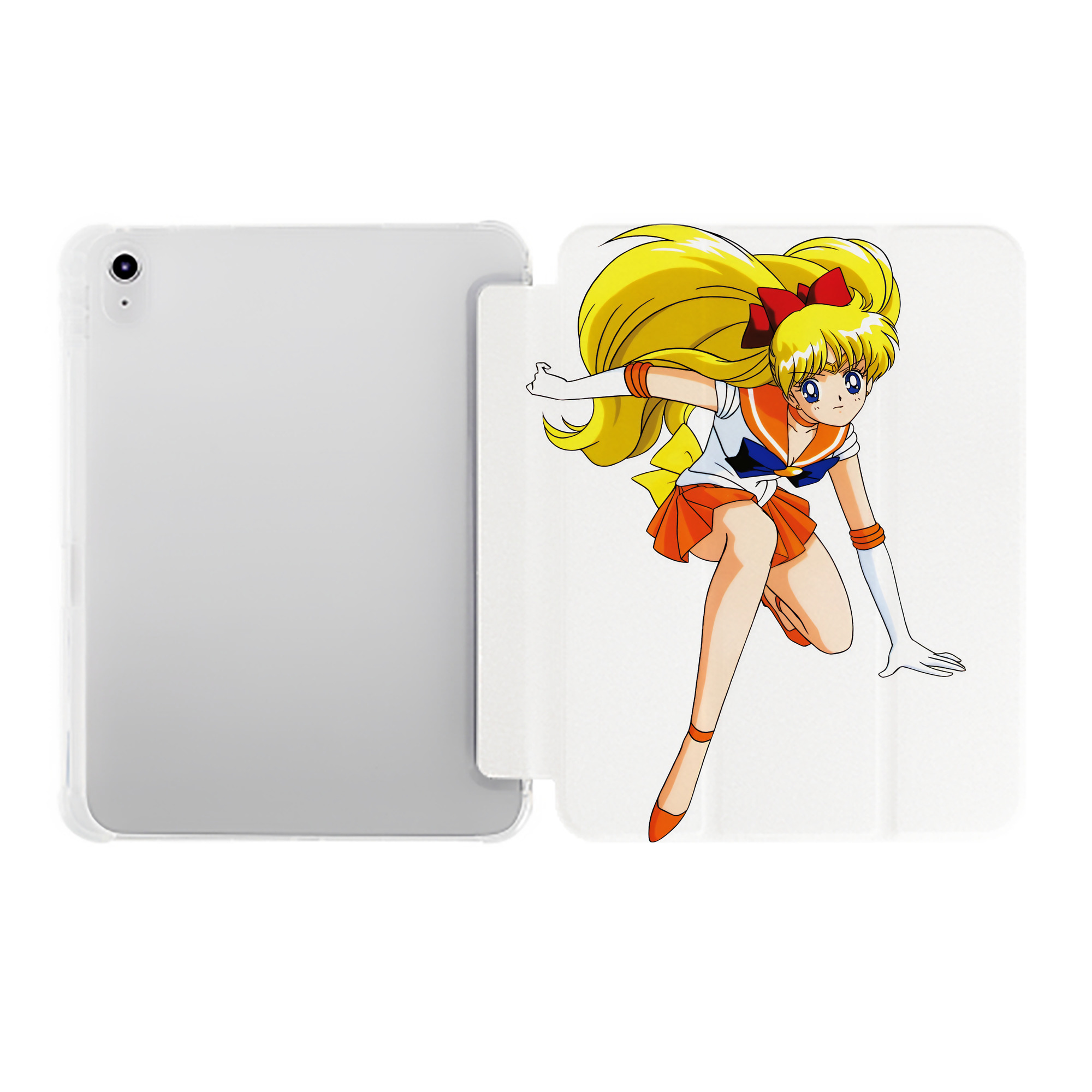 （画像用） 美少女戦士セーラームーン 愛野 美奈子 あいの みなこ Sailor Moon Aino Minako IPad ケース ペン収納付き 三つ折りスタンド PUレザー×シリコン 対応機種9.5/10.5/10.9インチ